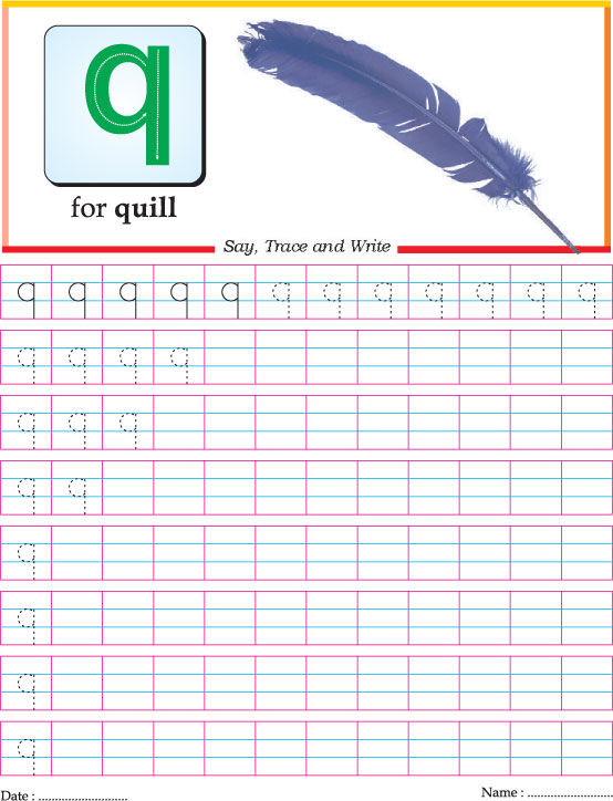 Small letter q practice worksheet