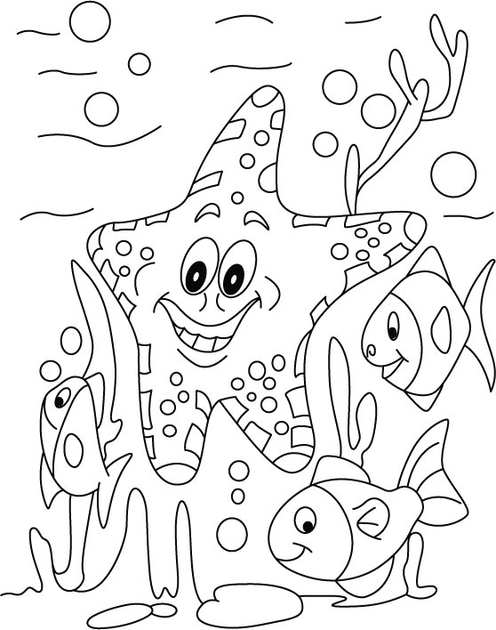 Starfish along other fish coloring pages