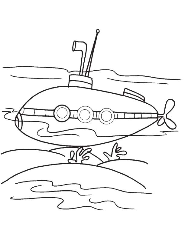 Submarine underwater coloring page