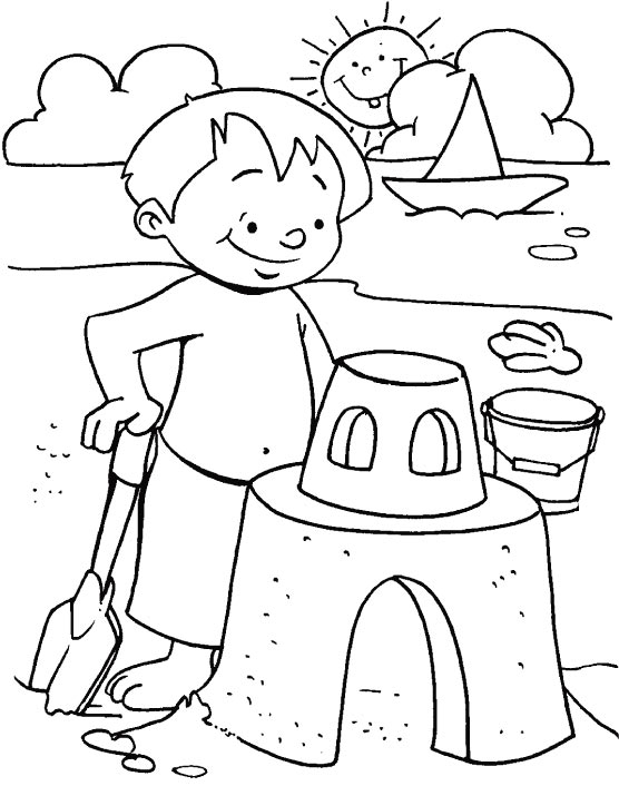 Fun with sand coloring page