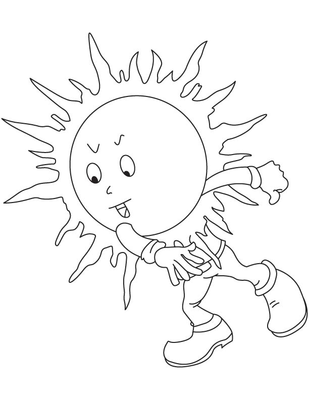 Sun throwing heat coloring page