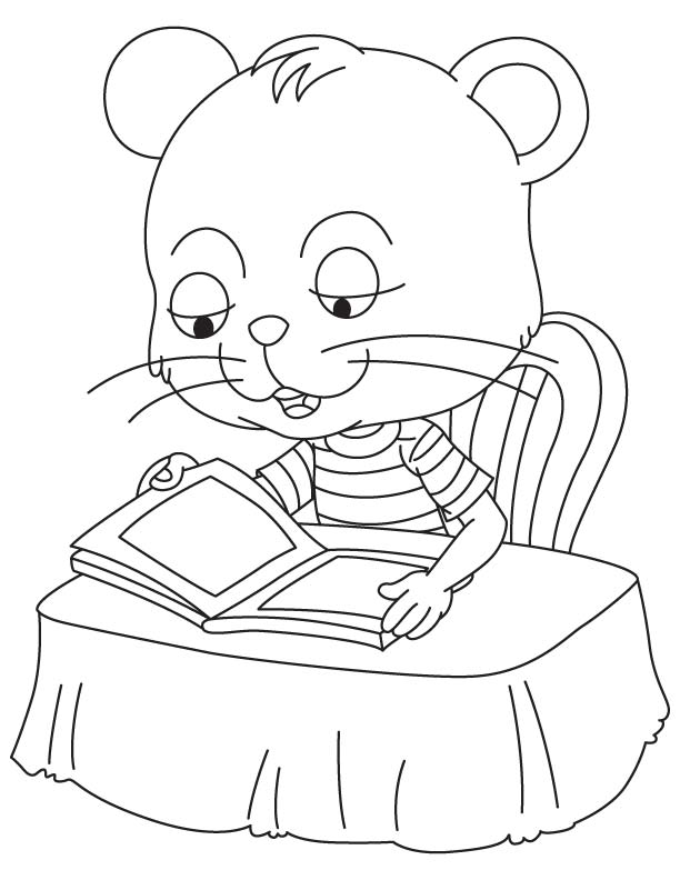 Supercat reading a book coloring page