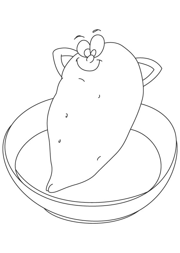 Sweet potato in a bowl coloring page