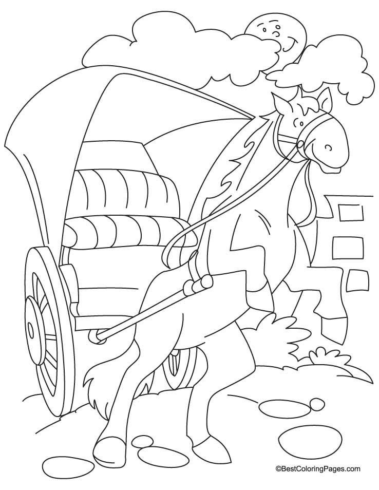 Horse cariage coloring Page 4