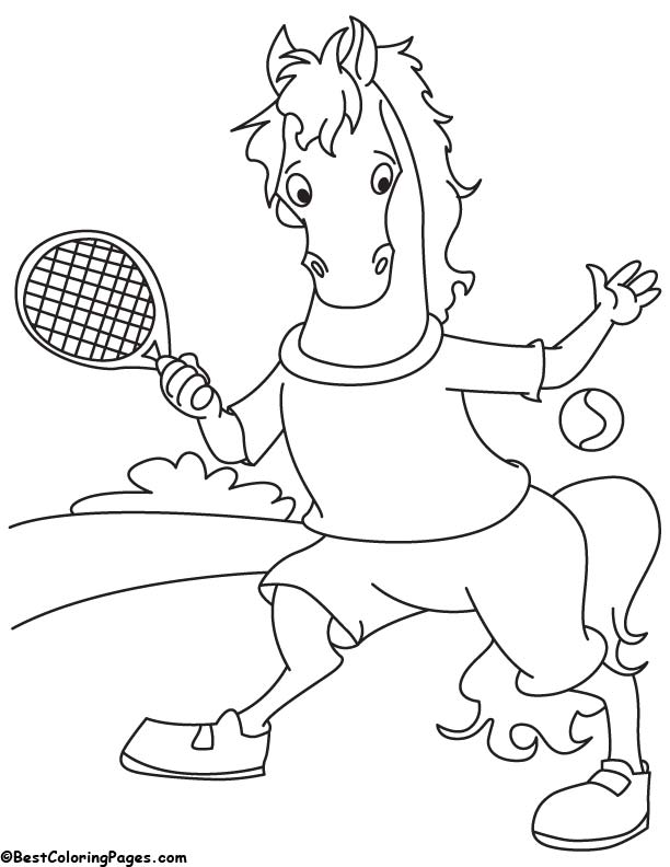 Tennis player horse coloring page