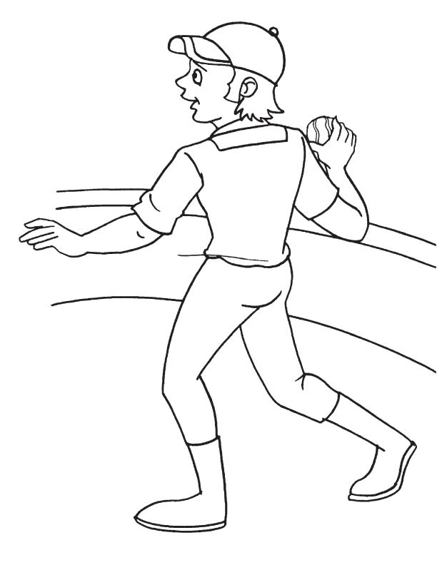 Throwing the ball coloring page