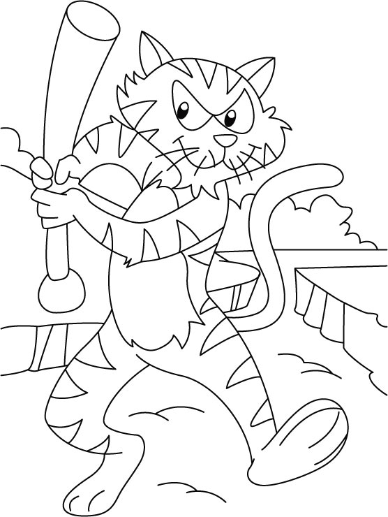 Tiger in a playful mood coloring pages