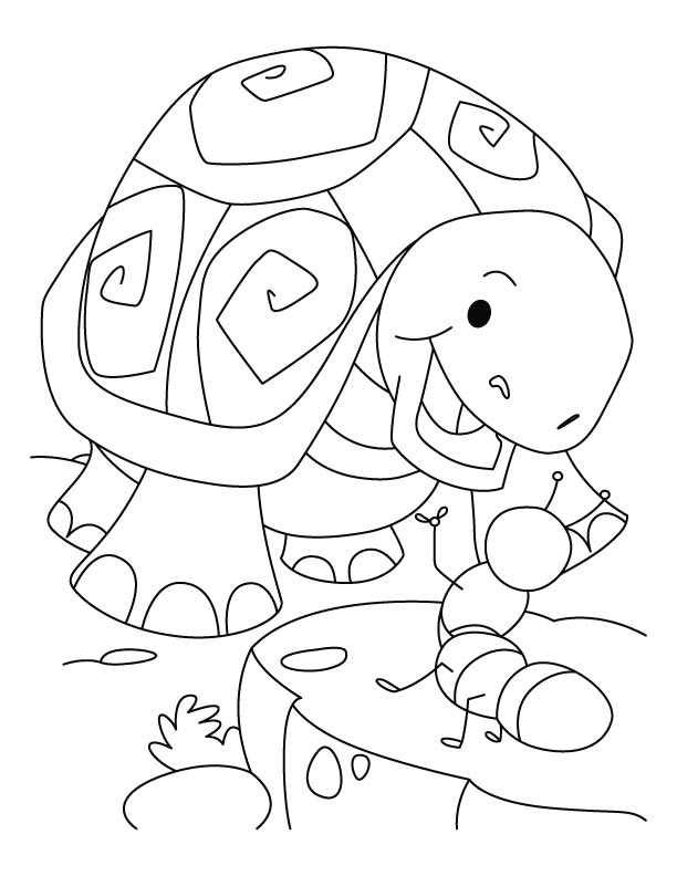 Tortoise laughing on ant joke coloring pages