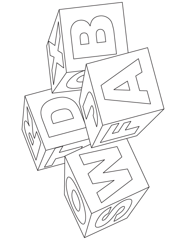 Alphabet block coloring page