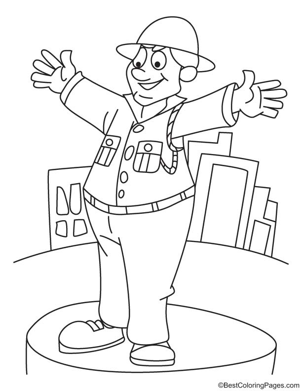 Traffic police coloring page
