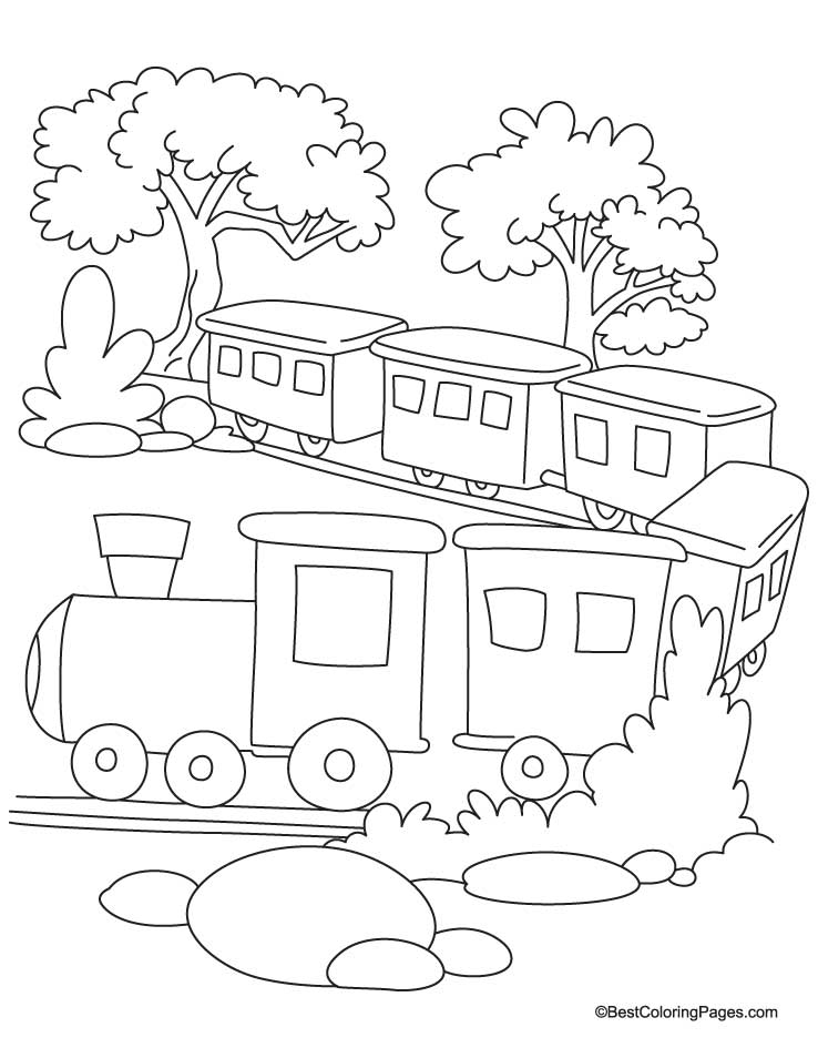 Train in jungle coloring page