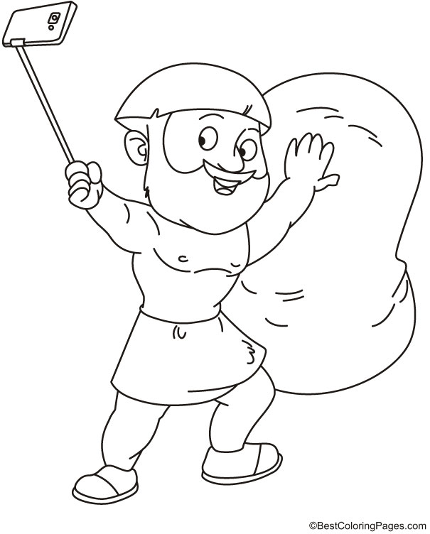Tribe taking selfie photo coloring page