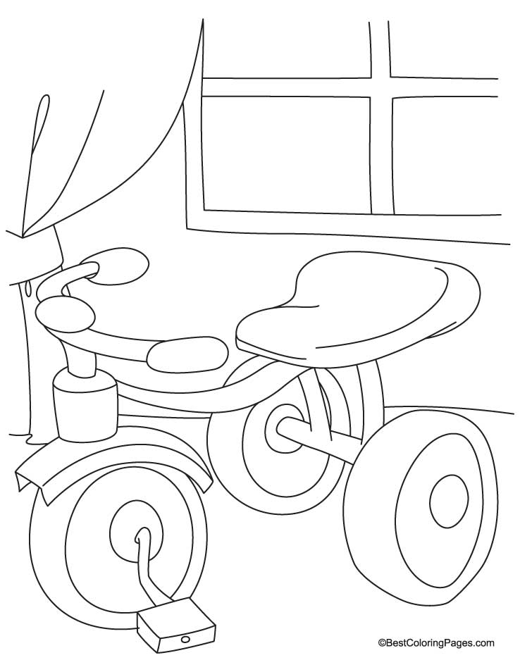 Cute tricycle coloring page