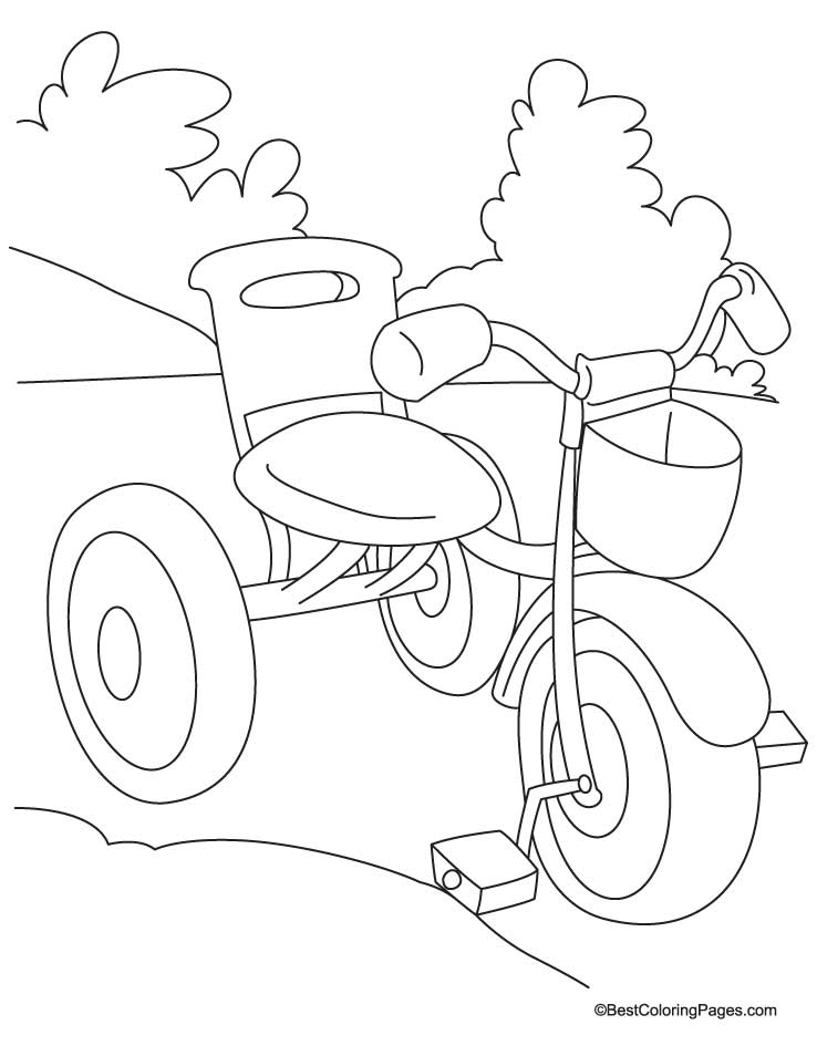 Kids tricycle coloring page