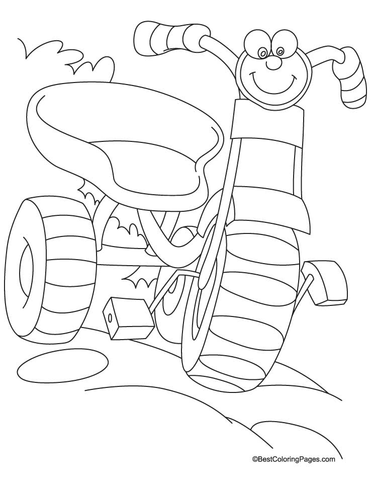 Happy tricycle coloring page