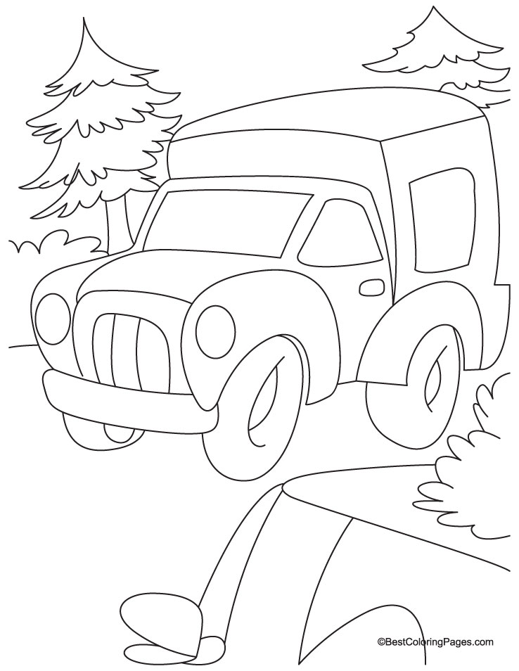 Truck on hill coloring page