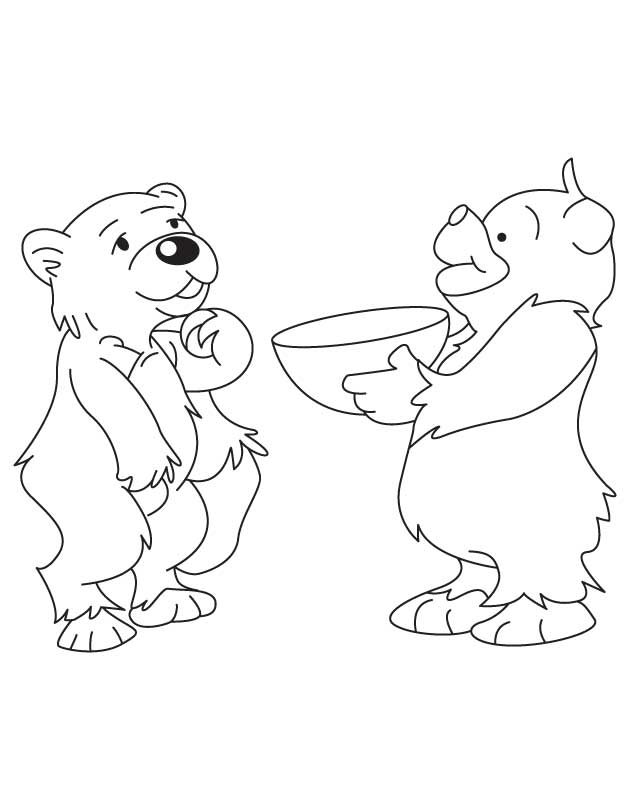 Two bear cubs coloring page