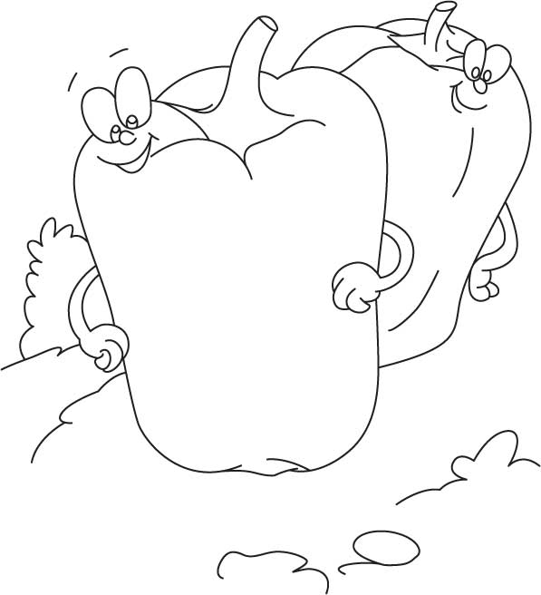 Two cartoon capsicum coloring pages