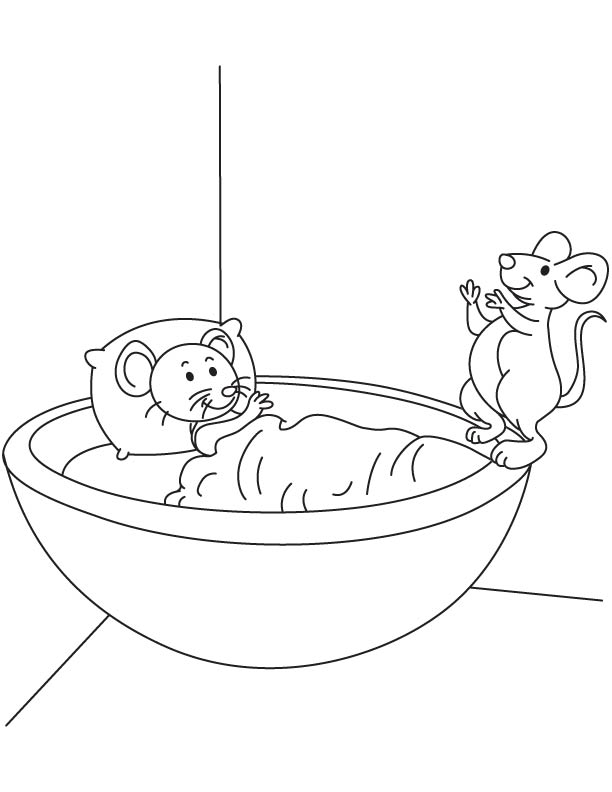Two mouse pup coloring page