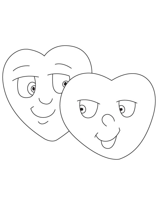 Two sweet hearts coloring page