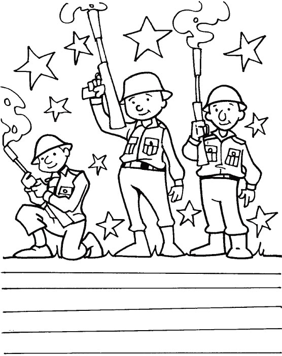 Gun salute to the veterans for serving our country coloring page