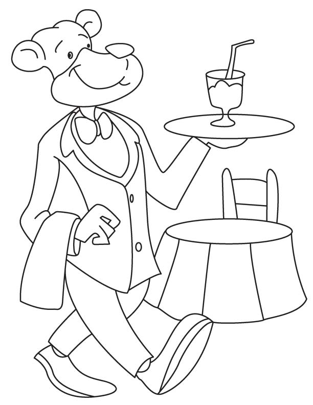 Waiter dog coloring page