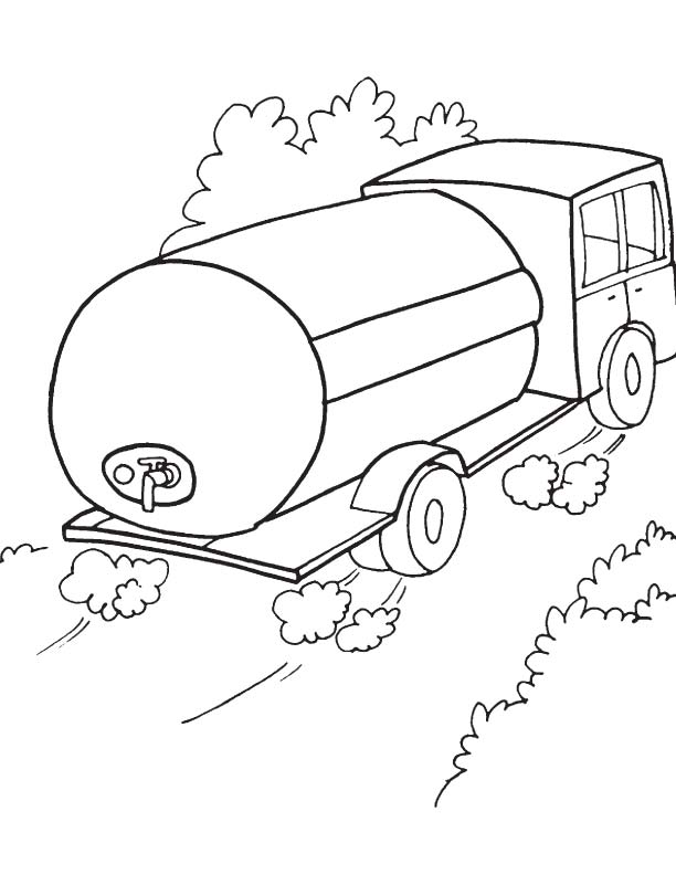 Water tank truck coloring page