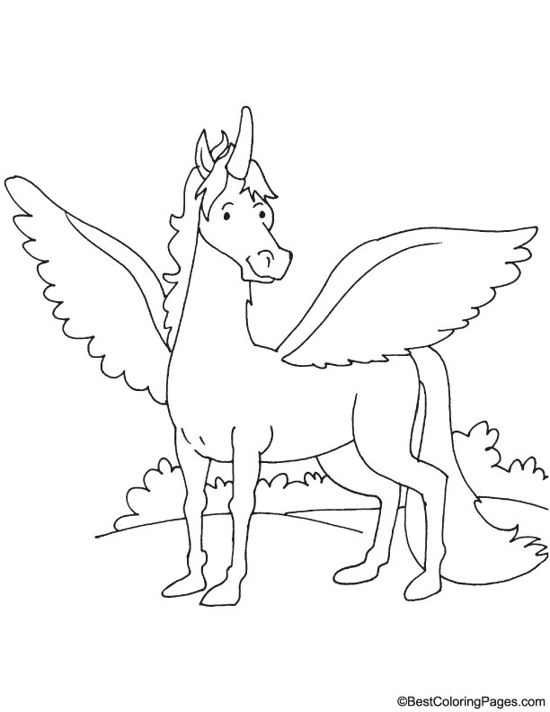 Winged horse coloring page