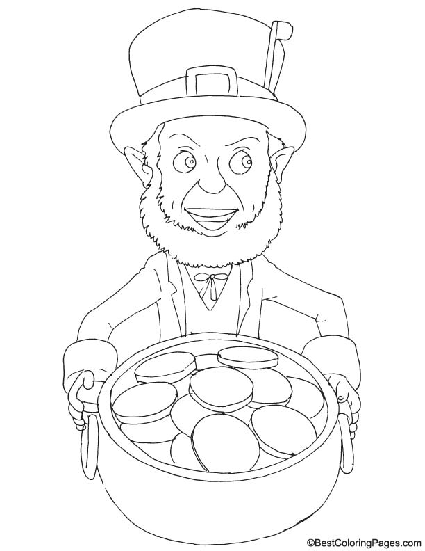 With a pot of gold coloring page