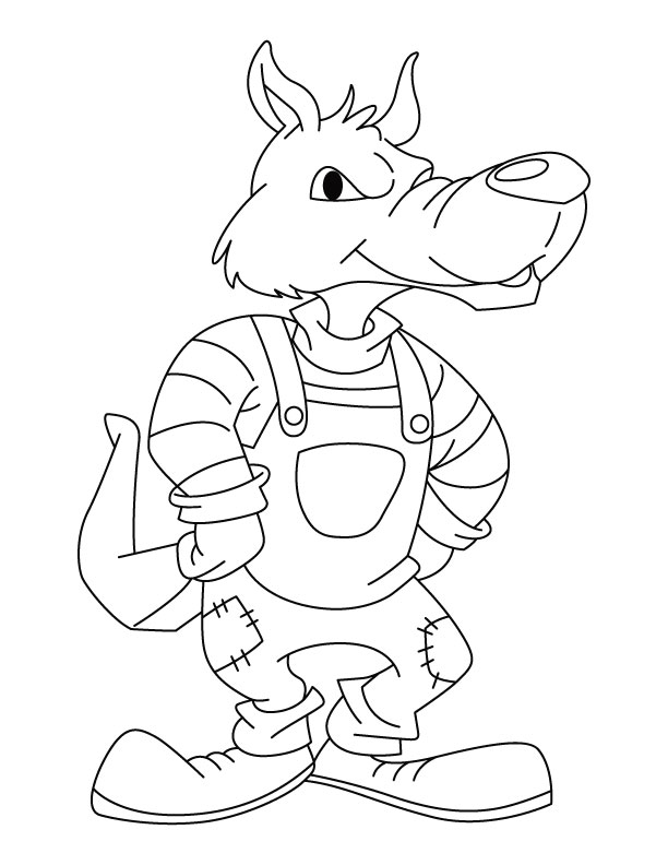 Smart wolf coloring pages