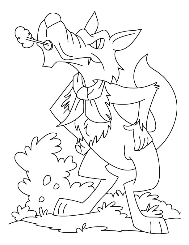Wolf blowing coloring pages