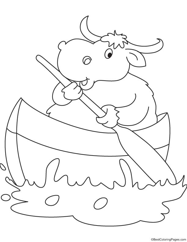 Yak boating coloring page