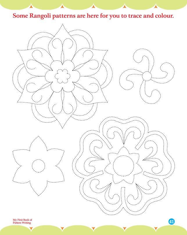 Some rangoli patterns are here for you to trace and colour