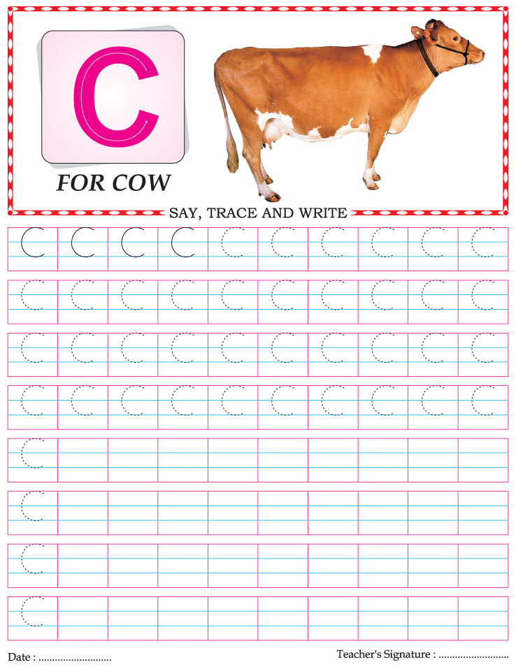 Capital letter writing practice worksheet alphabet C