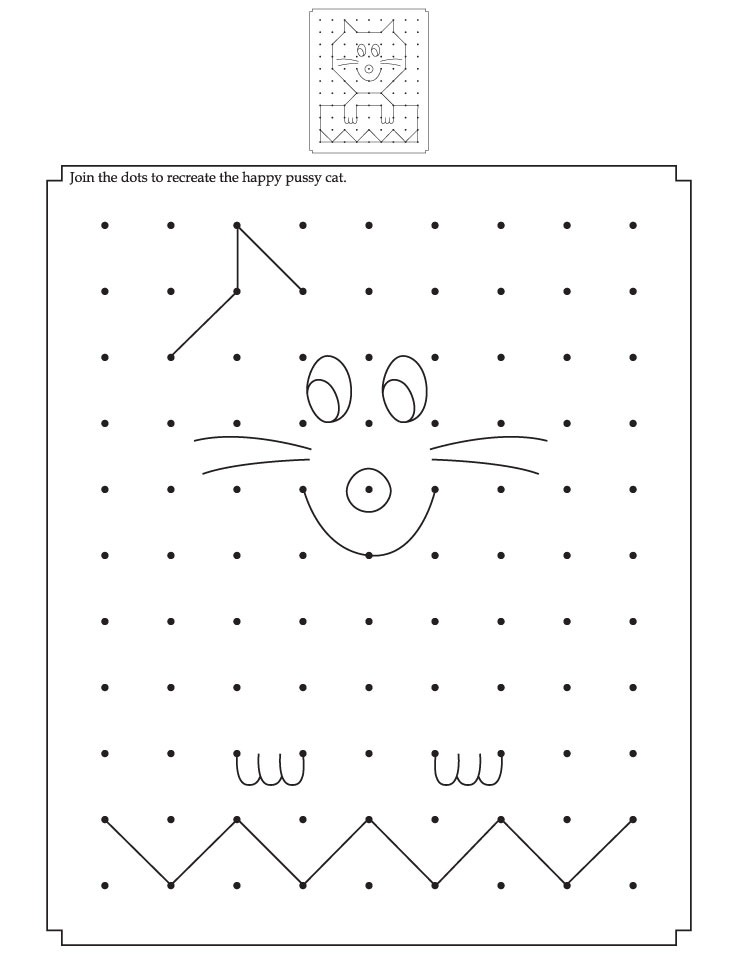 Join the dots to recreate the happy pussy cat