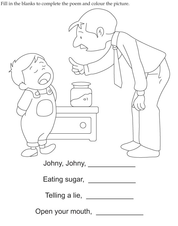 Johny Johny Yes Papa worksheet