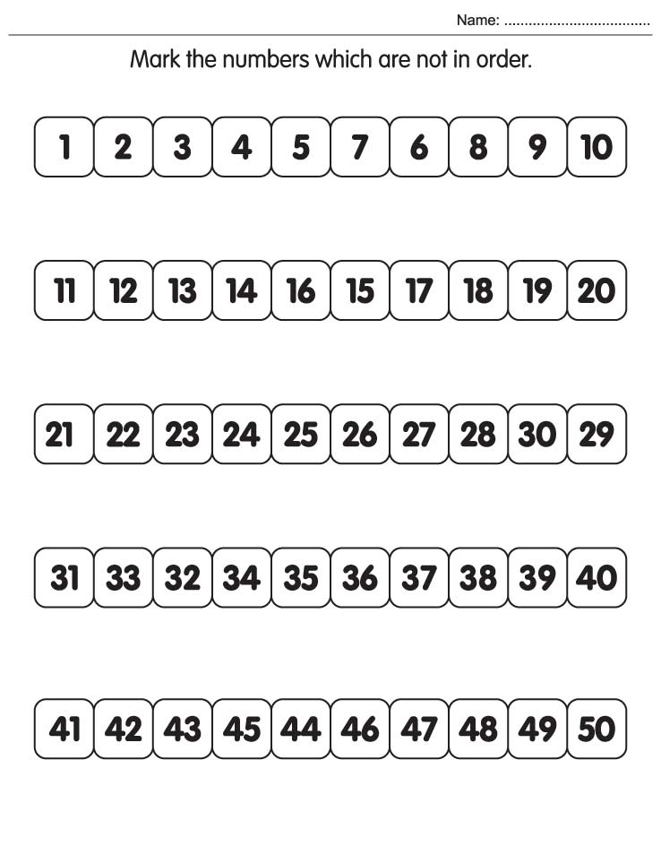 Mark the numbers which are not in order