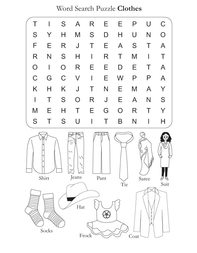 Word Search Puzzle Clothes