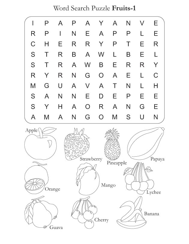 Word Search Puzzle Fruits 1