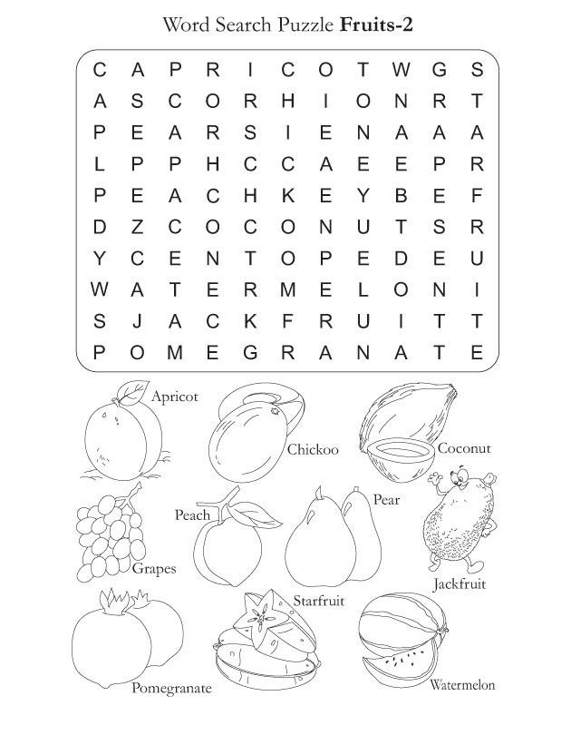 Word Search Puzzle Fruits
