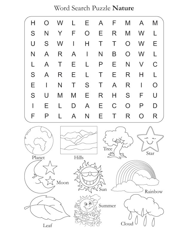Word Search Puzzle Nature