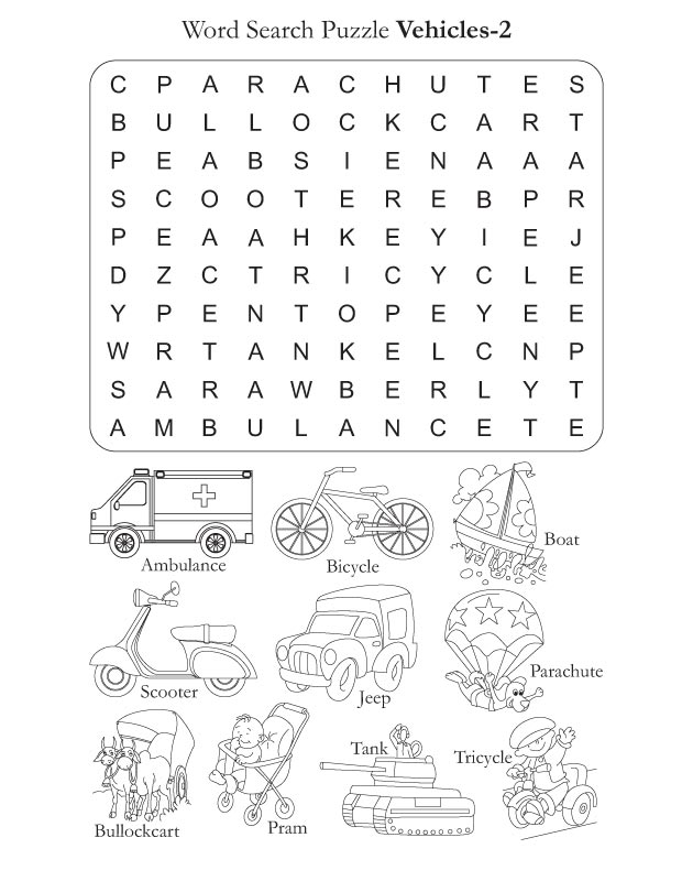 Word Search Puzzle Vehicles 2