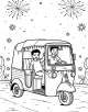Auto Rickshaw Coloring Page