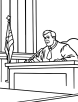 Judge in a courtroom coloring page