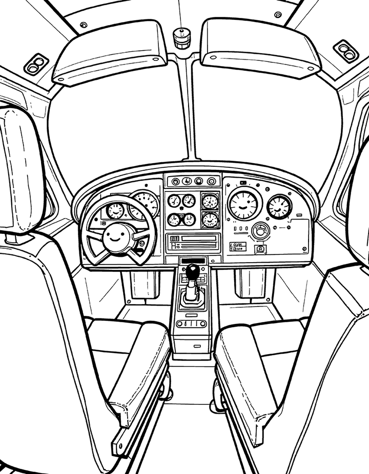 Airplane cockpit coloring page Airplane cockpit coloring page
