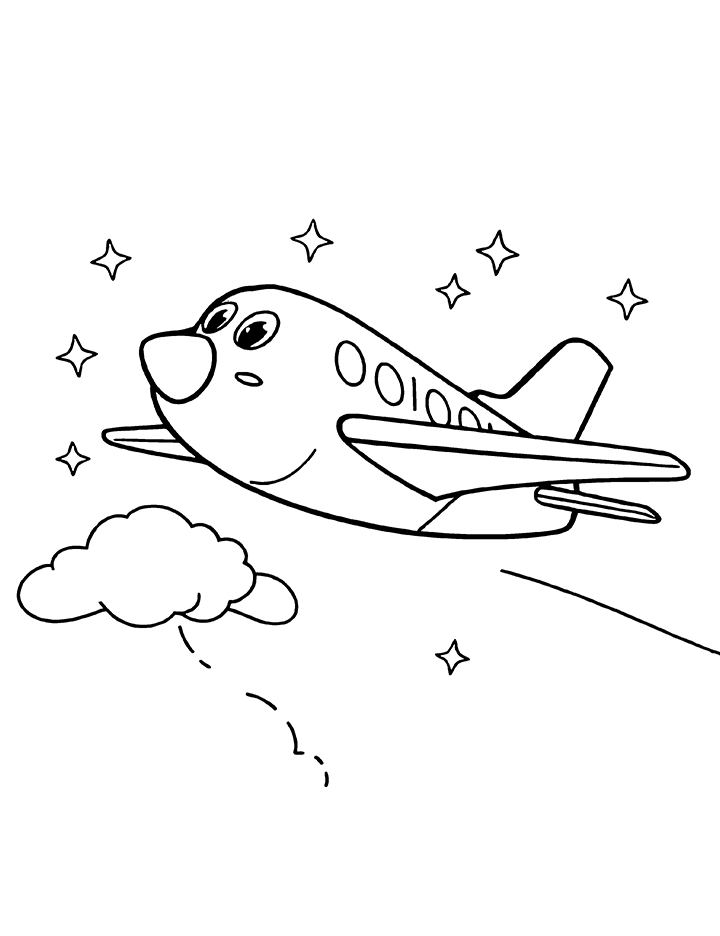 Airplane in the sky coloring page Airplane in the sky coloring page
