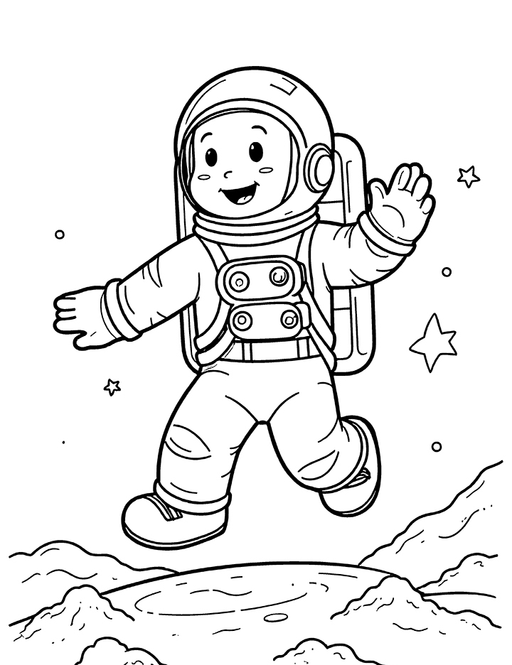 Astronaut moonwalk coloring page 2 Astronaut moonwalk coloring page 2