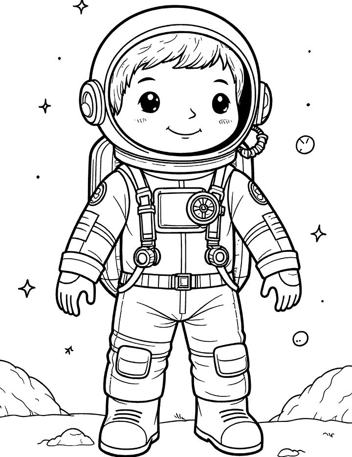 Astronaut with a jetpack coloring page Astronaut with a jetpack coloring page