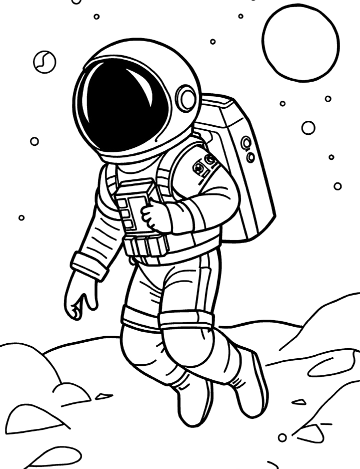 Astronaut with a jet pack coloring page Astronaut with a jet pack coloring page