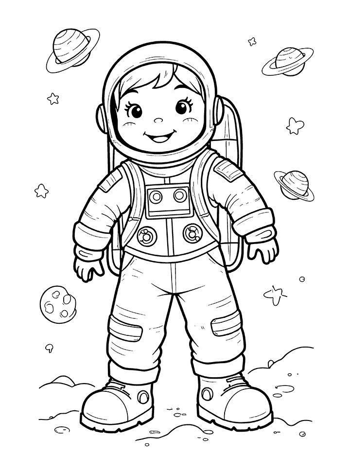 Astronaut with planet coloring page Astronaut with planet coloring page